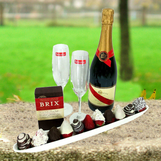 Champagne & Chocolate Dipped Strawberries Boat