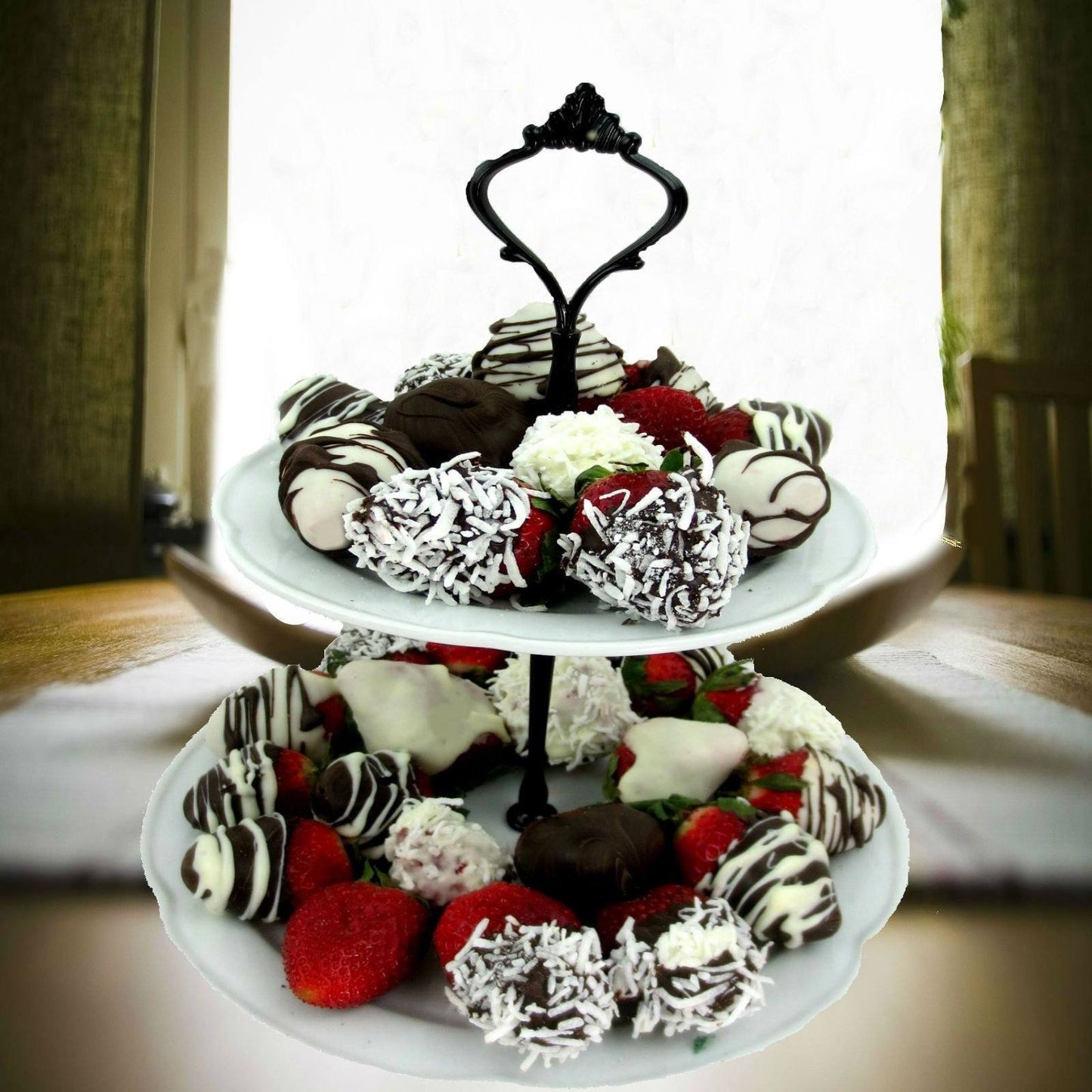 Two Tiered Chocolate Dipped Strawberries