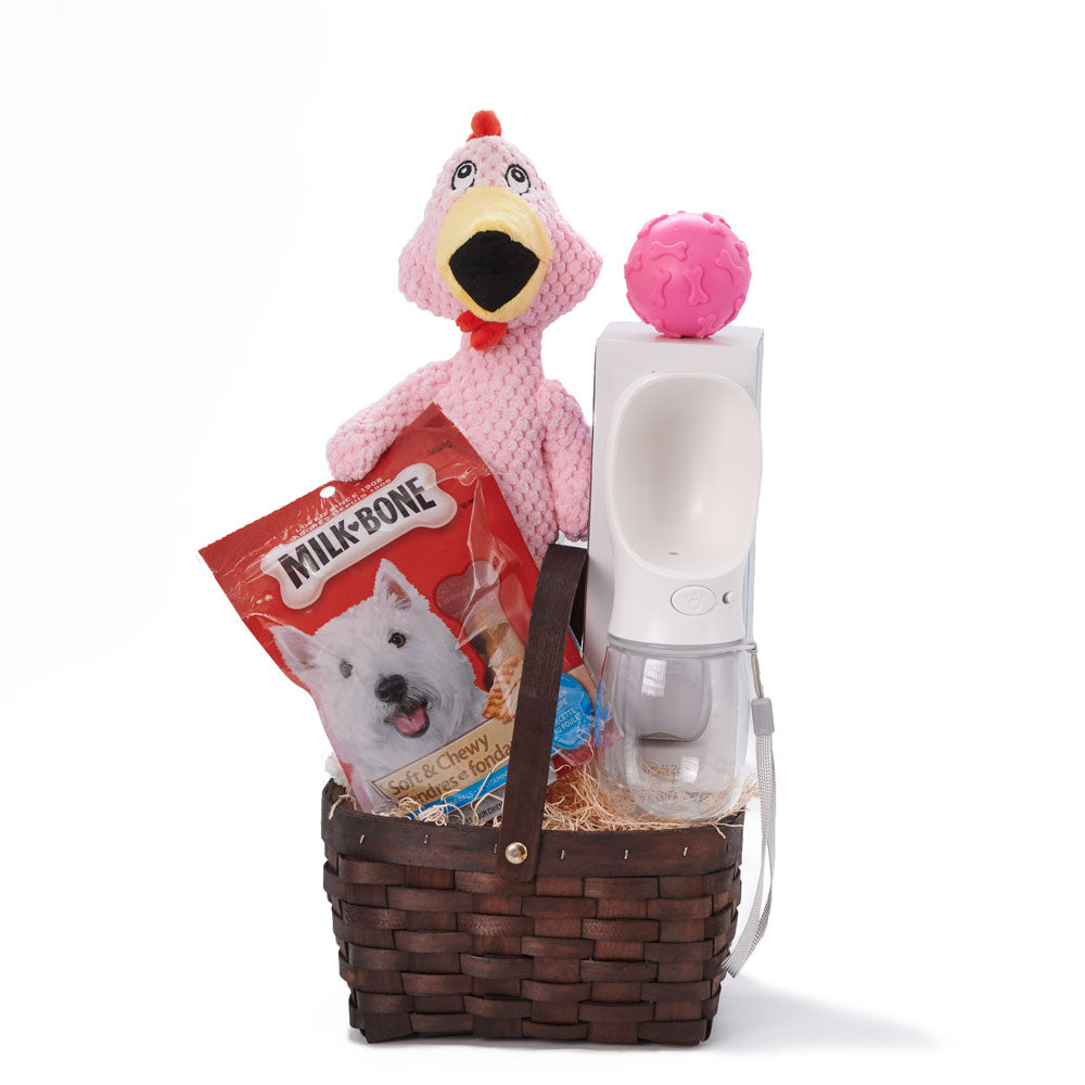 Chicken Feast Dog Gift Basket, dog gift baskets, gourmet dog gifts, gifts, dog chew toy, chew toy, dog treats