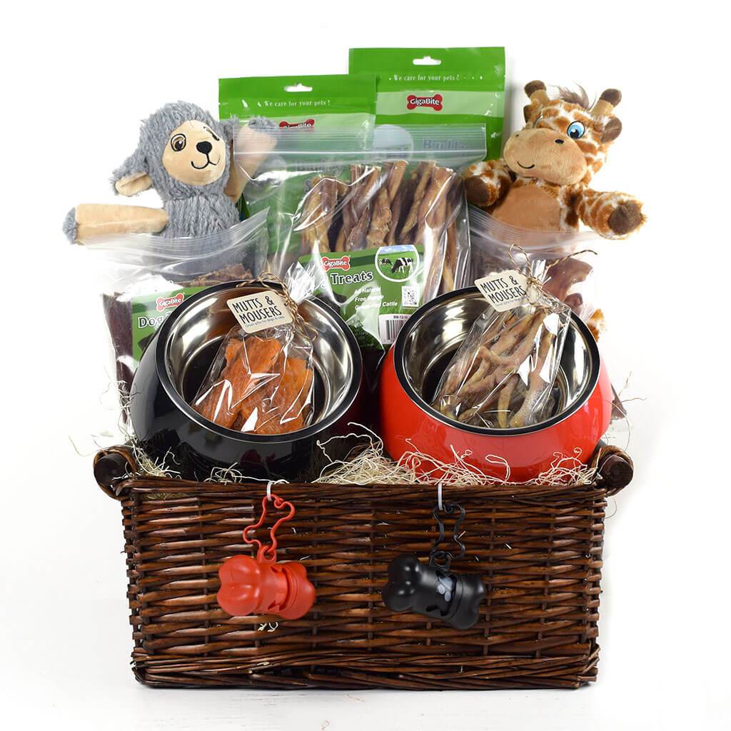 Prepared dog or cat gift basket ready for delivery across the United States