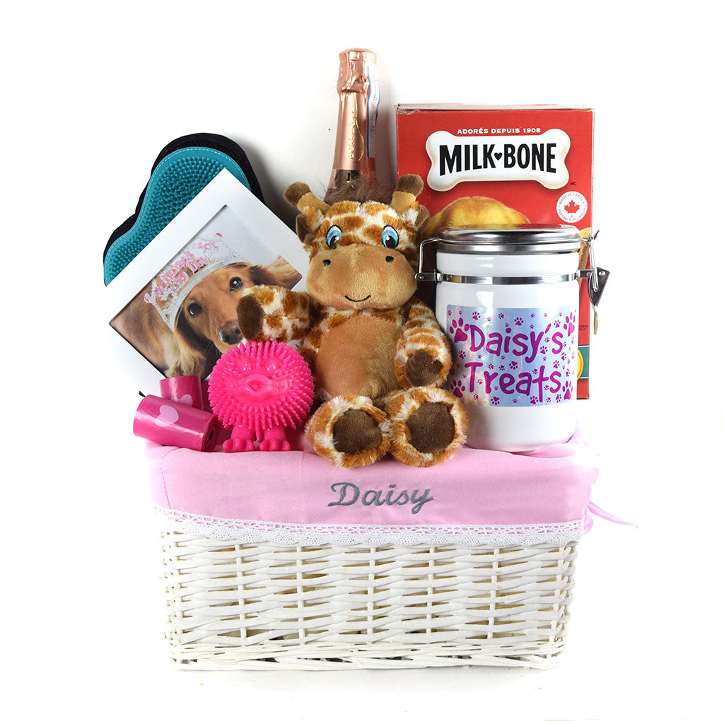 Happy Days Dog Gift Basket With Champagne