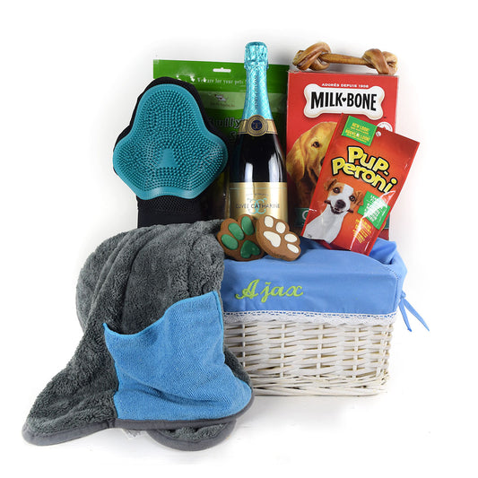 I Love Bath Time Dog Gift Basket With Champagne