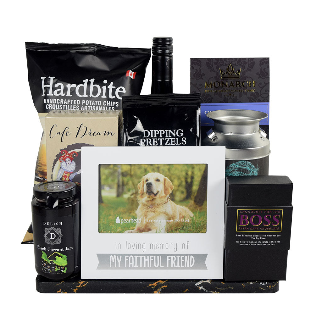 Loving Memories Dog Gift Basket With Wine